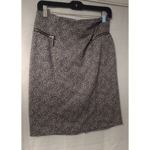 MICHAEL Michael Kors Women's Pencil Skirt Size 8 Black & White Silver Zip Detail